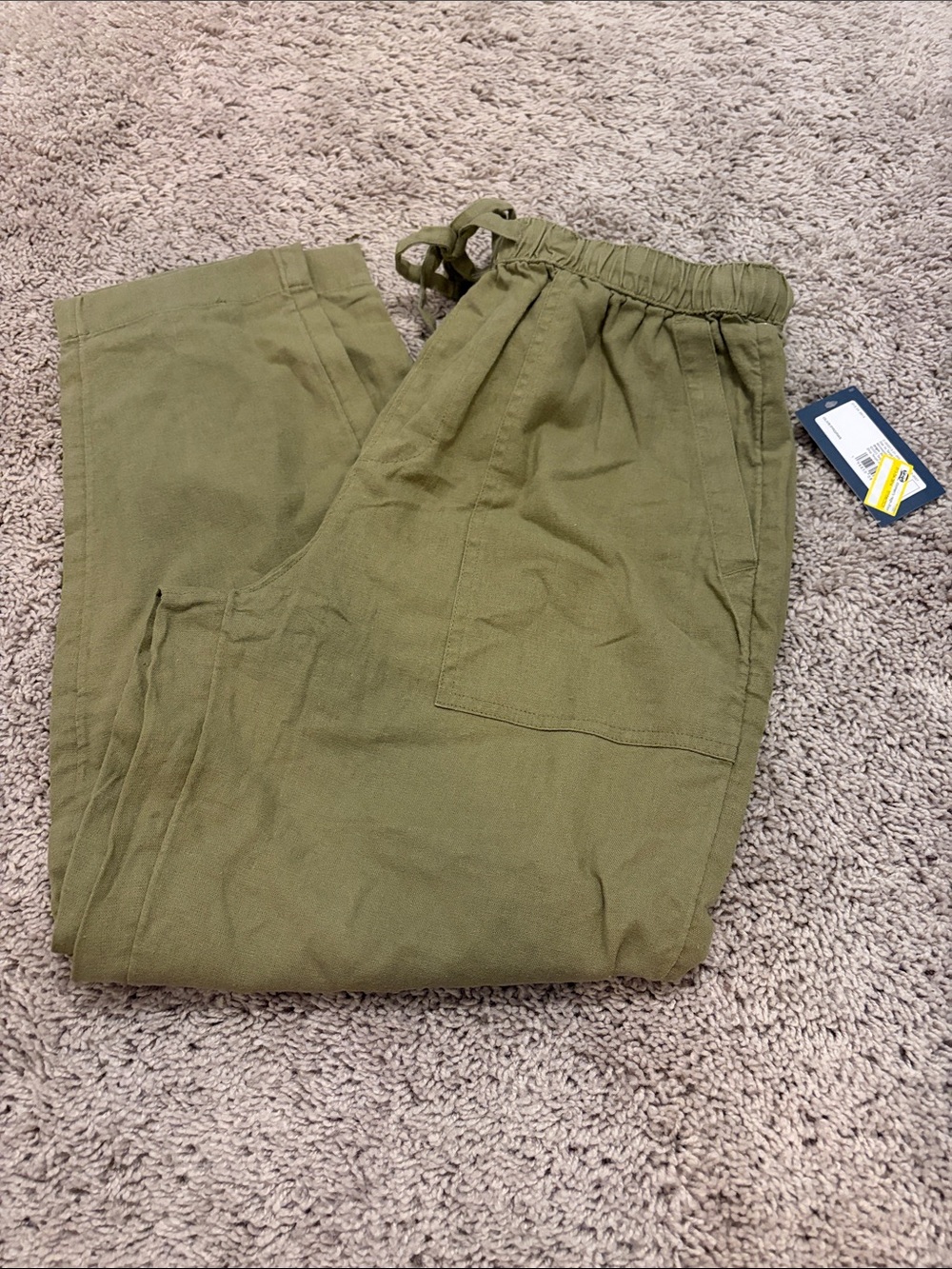 High-Rise Straight Leg Pull-On Pants - Olive Green S - Picture 2 of 3